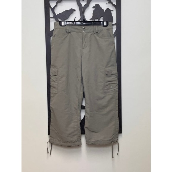 North Face Women 6 Mid Rise Khaki Athletic Casual Cropped Capri Pants - Picture 1 of 10